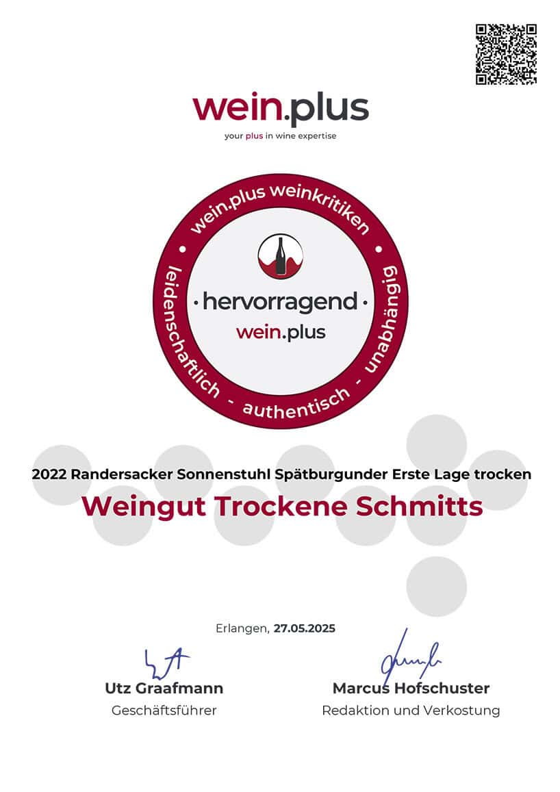 Weinurkunde 2022 randersacker sonnenstuhl erste lage trocken franken